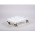 Plataforma rolante 600x400mm branco fechado 15 mm 4 rodas inox