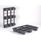 Palete encaixável 800x600x120 mm, 9 pés, plástico reciclado, preto