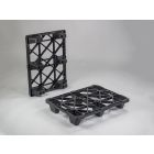 Palete plástica encaixável 800x600x130 mm c 6 pés piso aberto PO preto