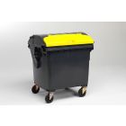 Contentor 1100 L tampa redonda c tampa na tampa AMARELO