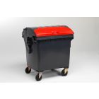 Contentor 1100 L tampa redonda c tampa na tampa VERMELHO