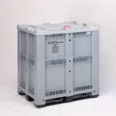 Caixa-palete XXL 1200x1000x1315 mm, com 3 patins, com tampa, certificada UN