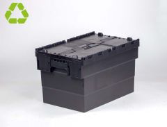 Caixa distribuição 63 L 600x400x365 mm preto com tampas preto