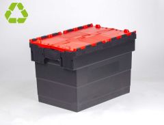 Caixa distribuição 72 L 600x400x416 mm preto com tampas vermelho