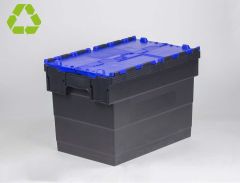 Caixa distribuição 72 L 600x400x416 mm preto com tampas azul