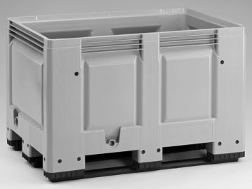 Caixa-palete 535L 1200x800x790 mm, com 3 patins cinza