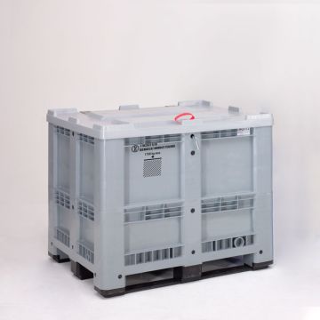 Caixa-palete certificada UN, 3 patins, 1200x1000x820, 610 l. com tampa