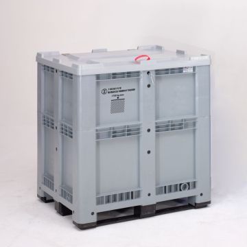 Caixa-palete XXL 1200x1000x1315 mm, com 3 patins, com tampa, certificada UN