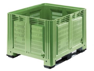Caixa-palete 680 l. 1200x1000x780 mm 2 patins, verde