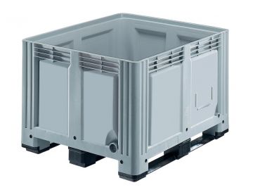 Caixa-palete 680L 1200x1000x780 mm 3 patins, fechada cinza