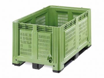 Caixa-palete 680L 1200x1000x780 mm 3 patins verde (por unidade)