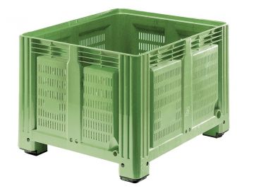 Caixa-palete 760 l. 1200x1000x850 mm 4 pés perfurada verde