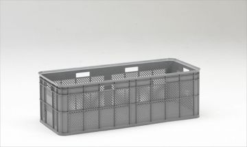 Caixa empilhável 180 litros, 1170x465x370 mm, fundo fechado, perfurada