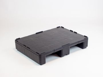 Palete higiénica 800x600x160 mm, 3 patins, cinza escuro, ESD
