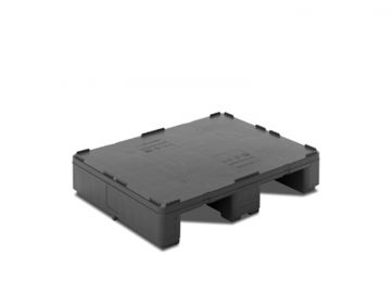 Palete higiénica 800x600x160 mm, 3 patins, cinza escuro