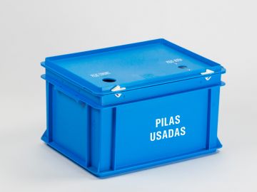 Caixa para pilhas 20 litros, dois buracos, Espanhol