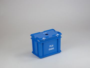 Caja para pilas 9 litros, uno agujero, Español