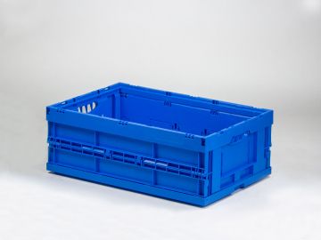 Caixa dobrável 600x400x220 mm, 44L com 2 pegas abertas azul