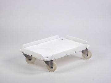Plataforma rolante 600x400mm branco fechado 15 mm 4 rodas inox