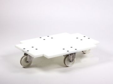 Plataforma rolante 650x450 mm com 4 rodas inox ø100 mm, branco