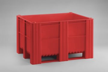 Caixa Palete 1200x1000x760 mm 630 L fechada 3 patins vermelho (por unidade)