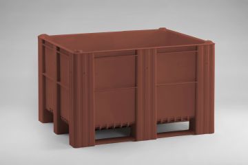 Caixa Palete 630 L, 1200x1000x760 mm, 3 patins, castanha