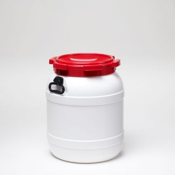 Bidão boca larga 55 L ø 410 mm altura 518 mm branco pegas