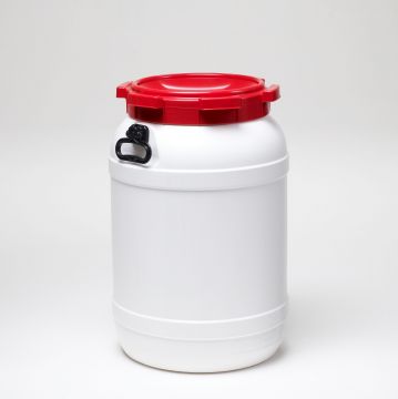 Bidão boca larga 68 L ø 410 mm altura 632 mm branco pegas
