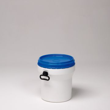 Bidão empilhável 30 L ø 374 mm altura 408 mm branco c tampa azul