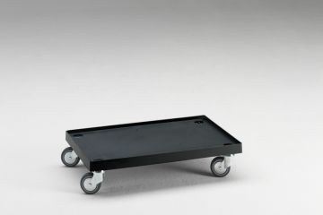 Plataforma rolante 600x400 mm fundo fechado em ABS preto 4 rodas