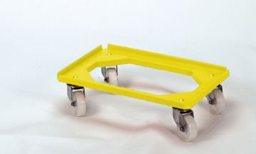 Plataforma rolante 600x400mm aberto ABS rodas aço galvanizado amarelo