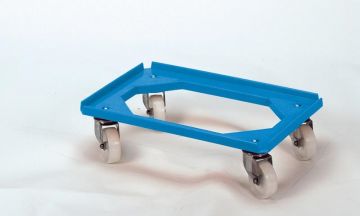Plataforma rolante 600x400mm rodas aço inox azul