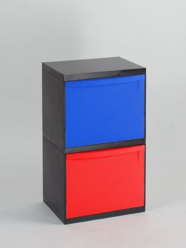 2 Módulos pretos 2 baldes basculantes vermelho/azul