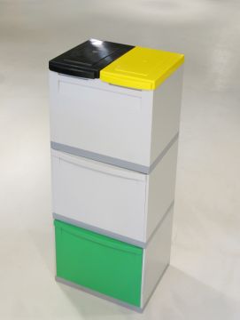 3 Mód. cinza 2x baldes basc. verde/cinza 2xbaldes tampas amarelo/preto