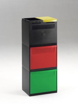 3 Mód. pretos 2x baldes basc. verm./verde 1 balde tampas amarela 1 aro