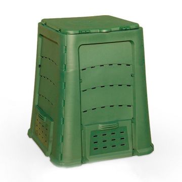 Compostor Plus Express 400 L c tampa c dobradiças sem base verde
