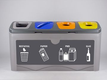 Waste separation station with 4x 50 liter waste bins