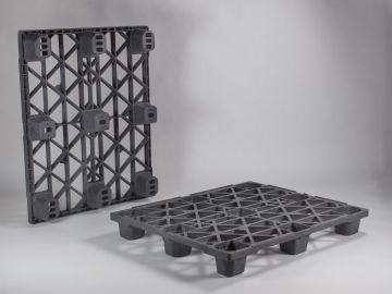 Palete plástica encaixável 1200x1000x140mm 9 pés piso aberto PO preto