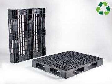 Palete plástica 1200x1000x150 mm 5 patins reciclada preta (por unidade)