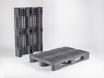 Euro Palete 1200x800x160 mm 3 patins piso aberto 21 kg PO preto
