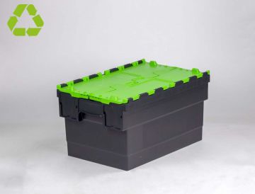Caixa distribuição 55 L 600x400x320 mm preto c tampas verde