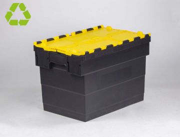 Caixa distribuição 72 L 600x400x416 mm preto c tampas amarelo