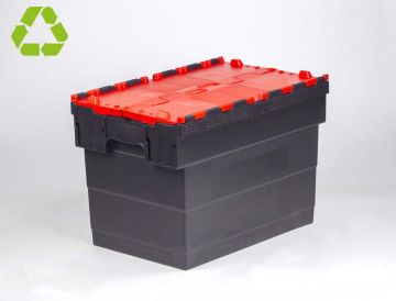 Caixa distribuição 72 L 600x400x416 mm preto c tampas vermelho
