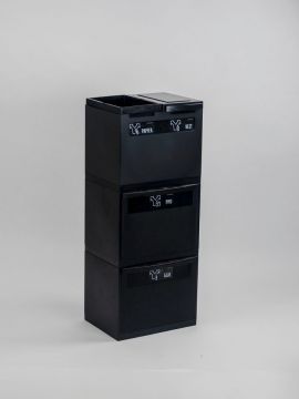Módulo de resíduos de 4 frações 90L preto, 400x300x1050 mm