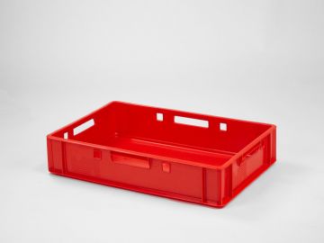 Caixa p carne E1 empilhável 25 L 600x400x125 mm vermelha PEAD virgem