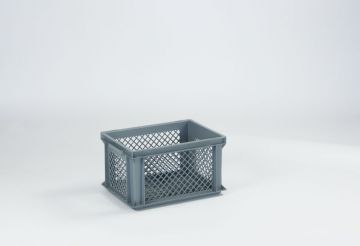 Caixa plástico E-Line empilhável 21L, 400x300x220 mm, perfurada, pegas fechadas
