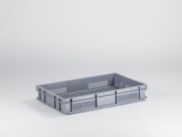 Caixa perfurada empilhável 600x400x100 mm 18L, com pegas fechadas