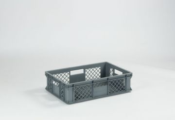 Caixa perfurada empilhável 600x400x150 mm 29L, com pegas abertas