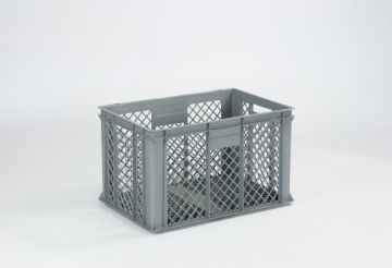 Caixa empilhável E-Line 63 L 600x400x320 mm perfurada pegas abertas