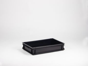 Caixa empilhável 20 L 600x400x120 mm, ESD pegas fechadas